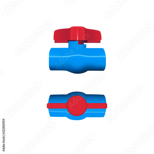 3D PVC Ball Valve isolated on white background. Vector illustration design.