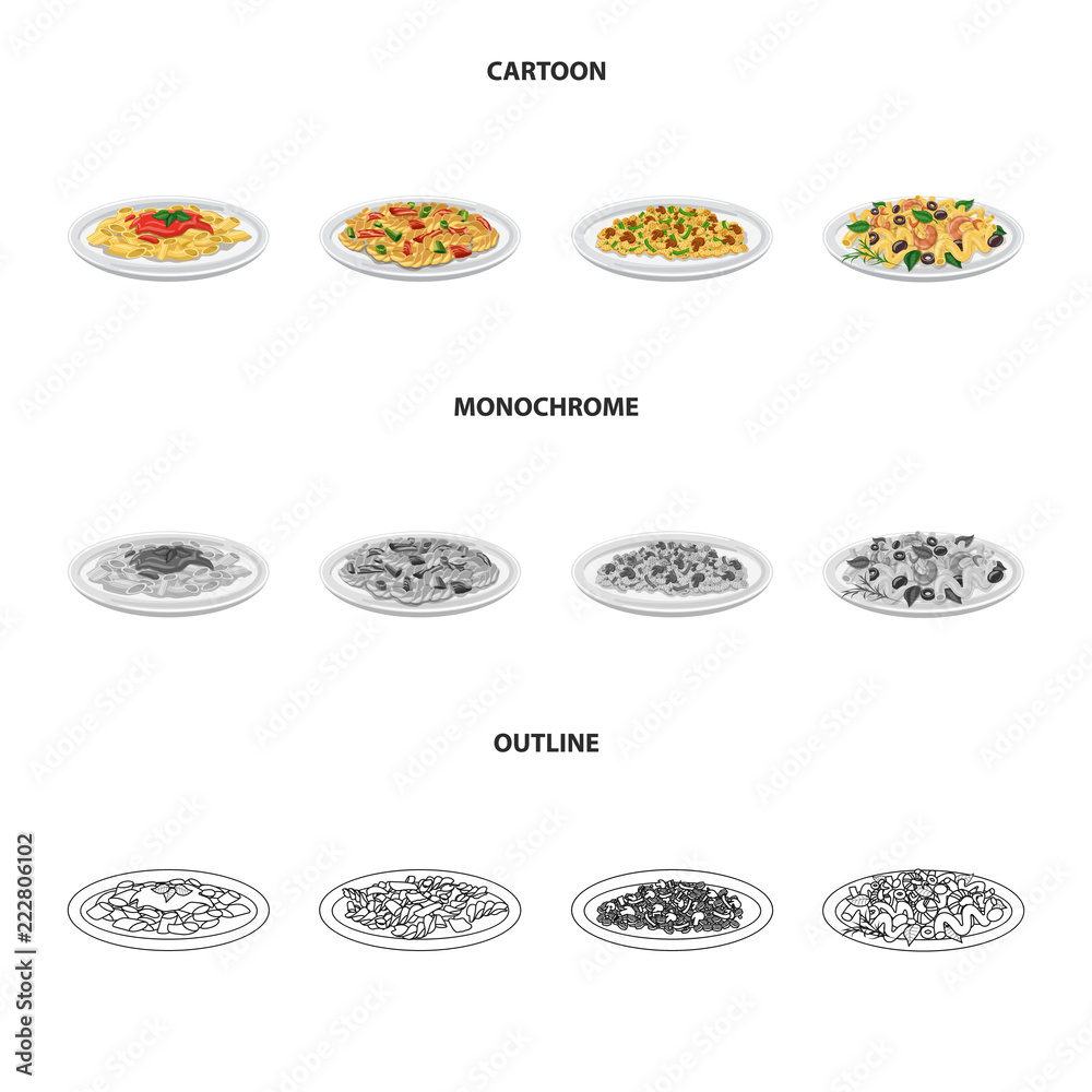 Vector illustration of pasta and carbohydrate icon. Collection of pasta and macaroni stock vector illustration. Vector illustration of pasta and carbohydrate icon. Collection of pasta and macaroni stock vector illustration.