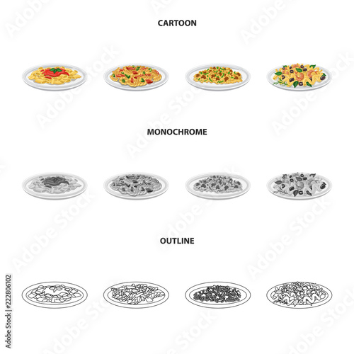 Vector illustration of pasta and carbohydrate icon. Collection of pasta and macaroni stock vector illustration.