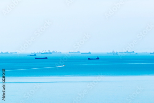 Tankers go in Kerch Strait on a day, fairway