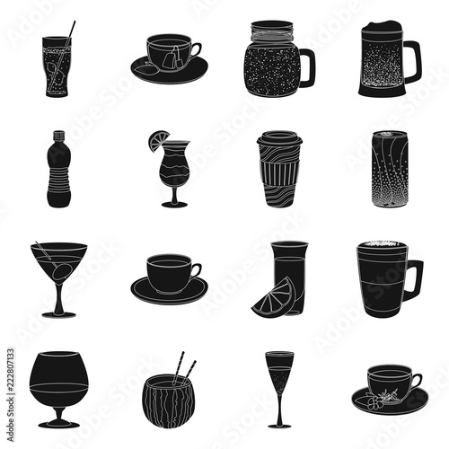 Isolated object of drink and bar logo. Collection of drink and party stock vector illustration.