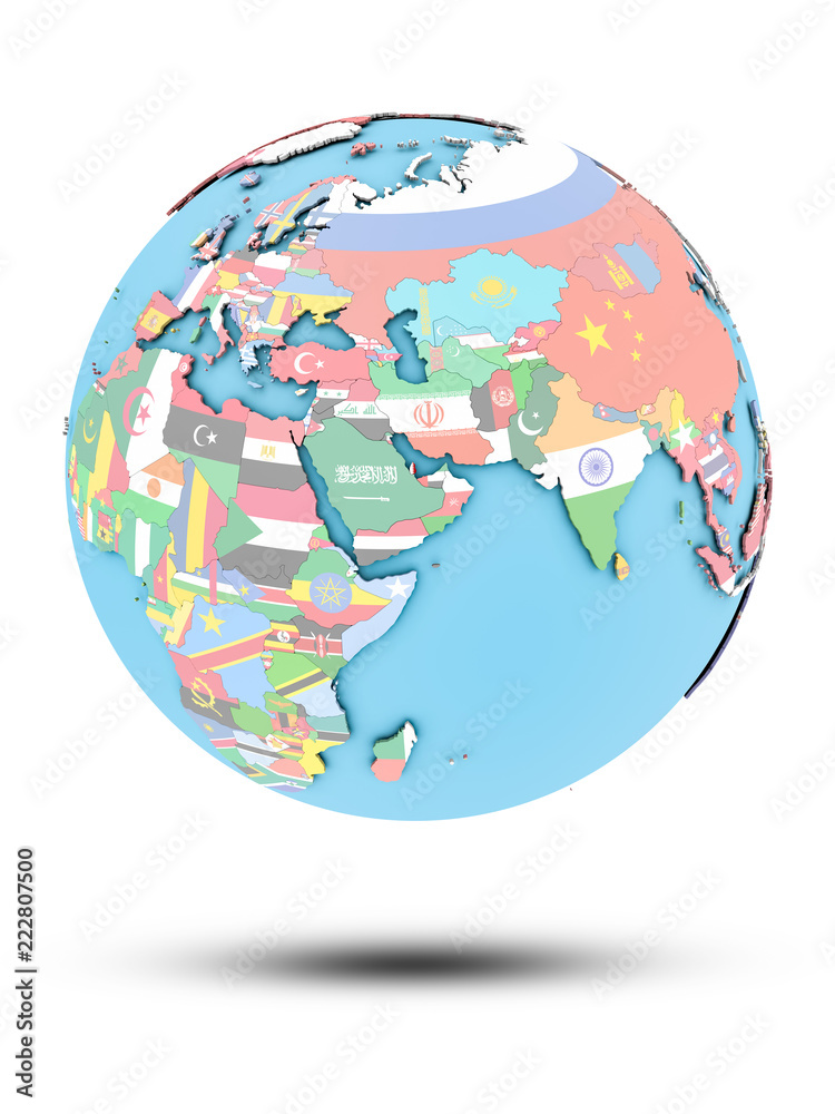 Qatar on political globe with flags Qatar on political globe with flags