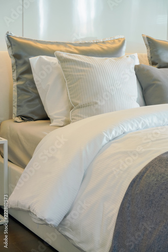 Gray bedding style modern interior bedroom