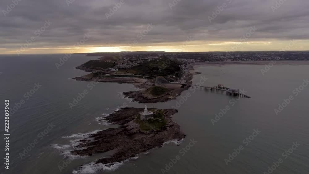 An aerial view of the Mumbles coastline in Swansea, South Wales, UK An aerial view of the Mumbles coastline in Swansea, South Wales, UK