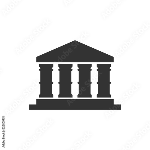 Bank building icon in flat style. Government architecture vector illustration on white isolated background. Museum exterior business concept.