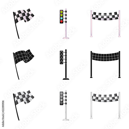 Isolated object of car and rally logo. Set of car and race stock symbol for web.