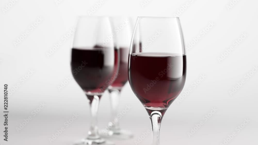 3D Animation Rendering of Red Wine Glasses Dolly-In 4K 3D Animation Rendering of Red Wine Glasses Dolly-In 4K