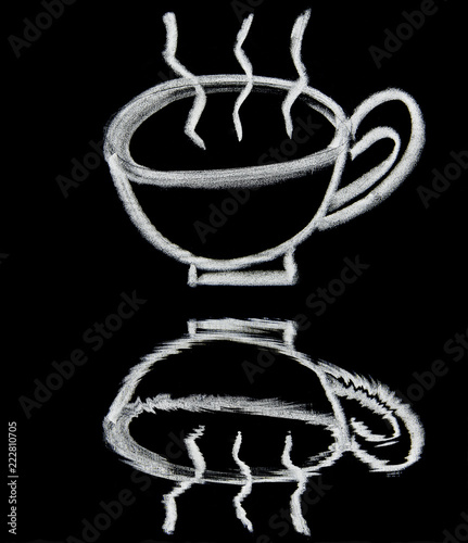 Drawing of a coffee mug with a dark ground