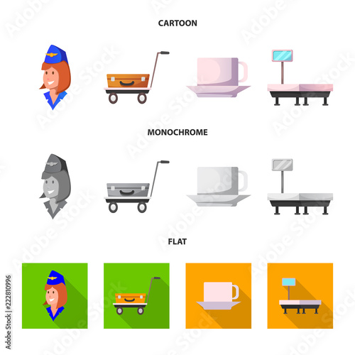 Isolated object of airport and airplane symbol. Collection of airport and plane stock symbol for web.