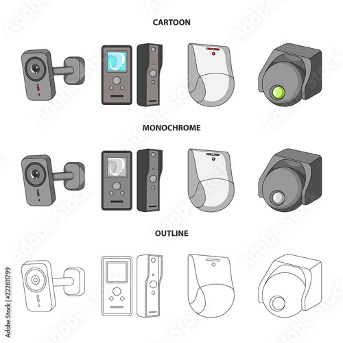 Vector illustration of cctv and camera sign. Collection of cctv and system stock vector illustration.