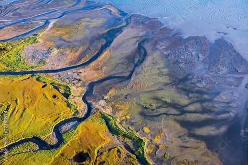 Aerial view of Tidal Flats in Valdez Alaska