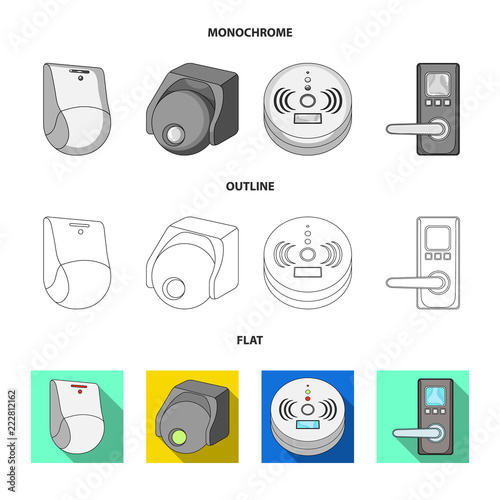 Vector illustration of cctv and camera symbol. Collection of cctv and system stock vector illustration.