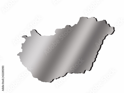 Hungary illustration of a contour map with black shadow on white isolated background