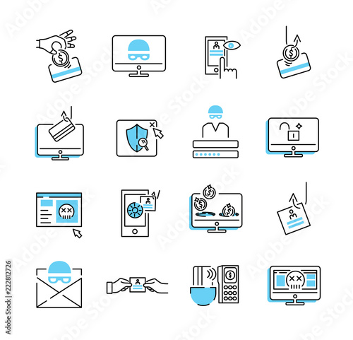 Phishing icon collection set. Vector illustration of privacy data stealing.