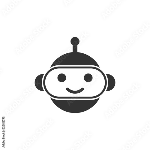Cute robot chatbot icon in flat style. Bot operator vector illustration on white isolated background. Smart chatbot character business concept.
