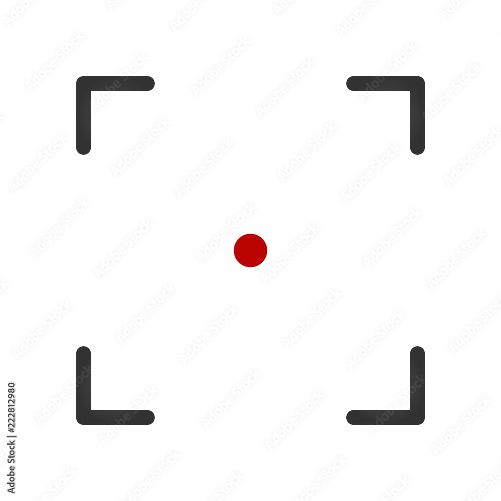 focusing vector icon with red dot, simle vector illustration isolated on white background. focusing vector icon with red dot, simle vector illustration isolated on white background.