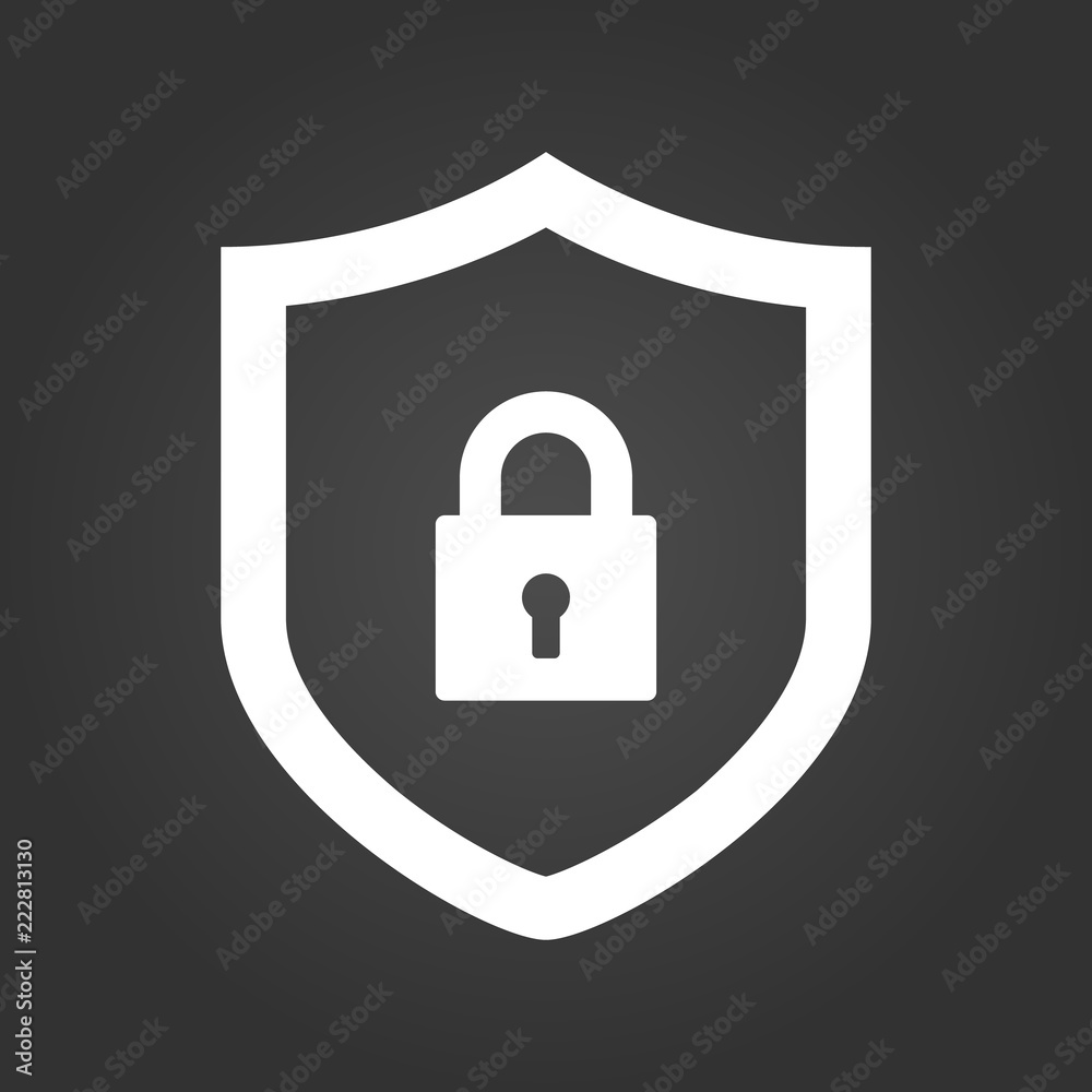 Shield and Lock icon. cyber security concept. Abstract security vector icon illustration isolated on black background. Shield and Lock icon. cyber security concept. Abstract security vector icon illustration isolated on black background.