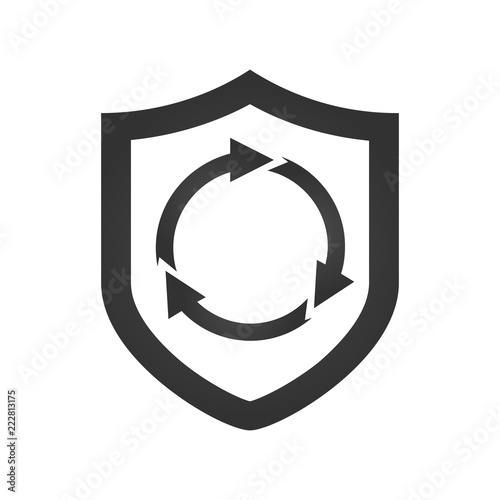 shield security concept with circle arrows, v ector illustration isolated on white background.