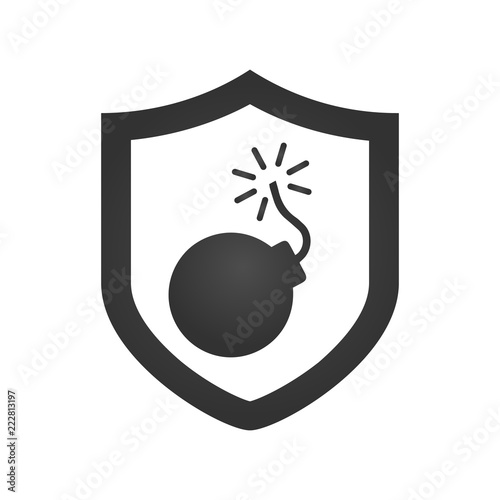 shield and bomb, security concept. vector illustration.