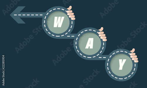 Vector illustration concept for printed materials, website, promotional materials. The hands hold inscription The way.