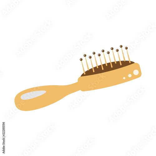Hair brush icon in flat style. Comb accessory vector illustration on white isolated background. Hairbrush business concept.