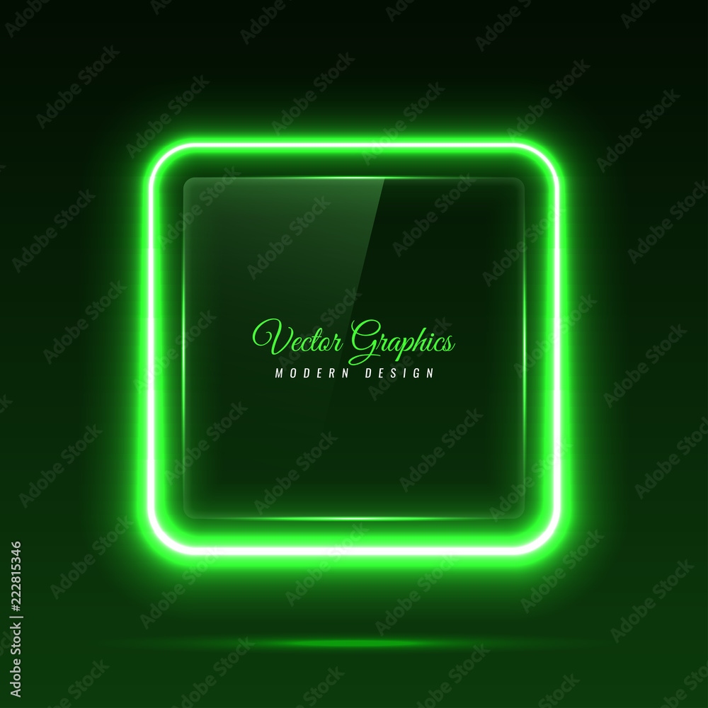 A glass banner of a square shape. Transparent billboard with neon lights. Vector illustration. A glass banner of a square shape. Transparent billboard with neon lights. Vector illustration.