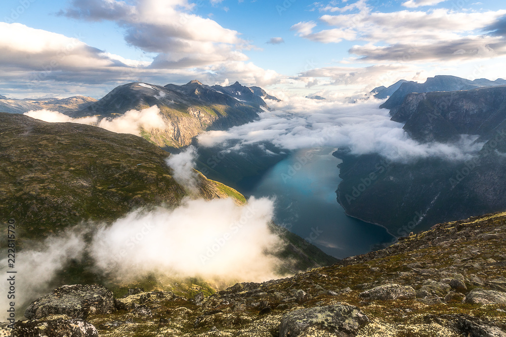 Aerial view of  Eikesdalen fjord  in central Norway .