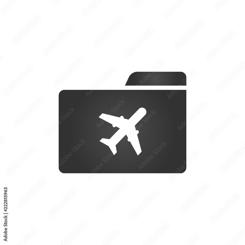 Folder Icon with plane icon in trendy flat style isolated on white background, for your web site design, app, logo, UI. Vector illustration,