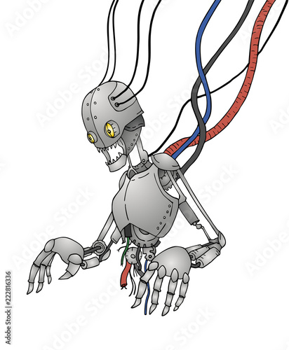 futuristic broken robot