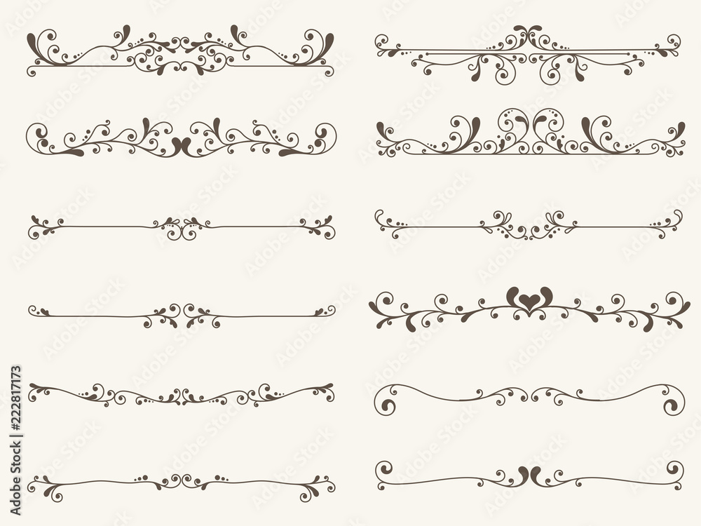 Fototapeta premium Vector set of decorative elements, border and page rules frame