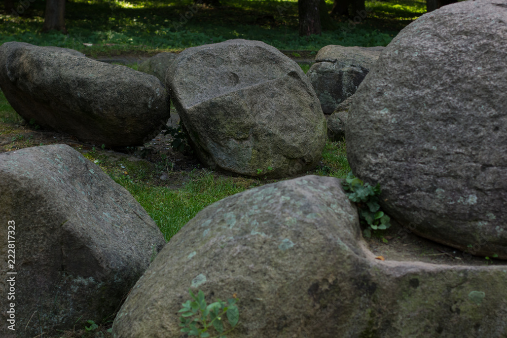landscape exterior design of big stones on grass landscape exterior design of big stones on grass