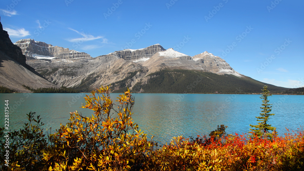 Scenic Bow lake landscape in Banff national park
