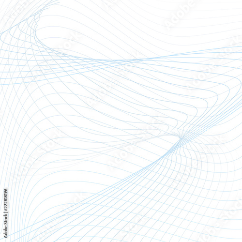 Technology net scientific background. Abstract airy pattern of waving lines. Line art futuristic design for physics concept. Vector modern wavy template in blue, gray, white hues. EPS10 illustration