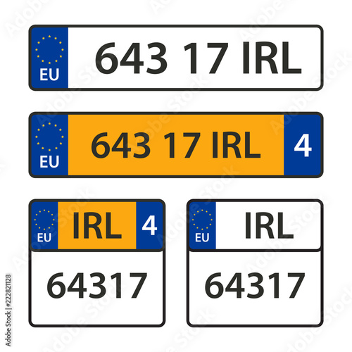 Vector collection of car number plates.