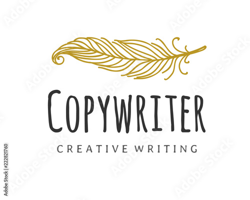 Copywriter vector logo. Writer quill logotype