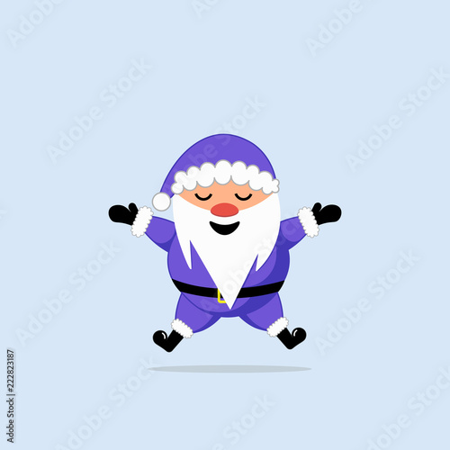 Cheerful, cute, smiling Santa Claus. Vector illustration. Santa Claus is jumping.