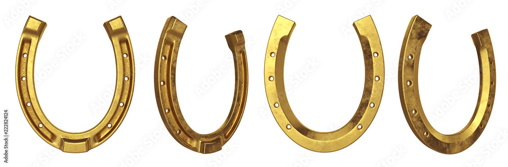 HorseShoe of steel isolated on white, 3d rendering HorseShoe of steel isolated on white, 3d rendering