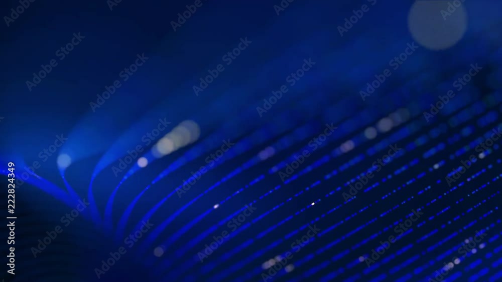Seamless loop of blinking lights. Abstract tech background. Futuristic data transfer, cloud computing, technology, neural network, science and engineering motion background in depth of field