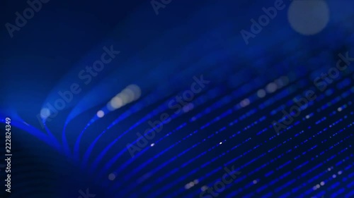 Seamless loop of blinking lights. Abstract tech background. Futuristic data transfer, cloud computing, technology, neural network, science and engineering motion background in depth of field photo