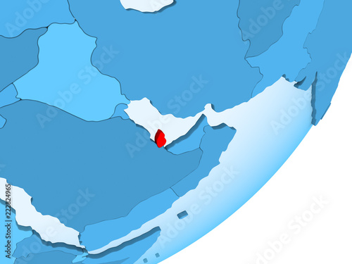 Map of Qatar on blue political globe