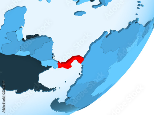 Map of Panama on blue political globe