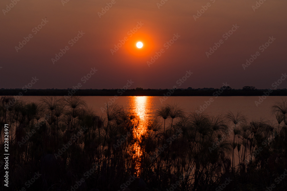 Sunset over the Okavango Delta in Botswana