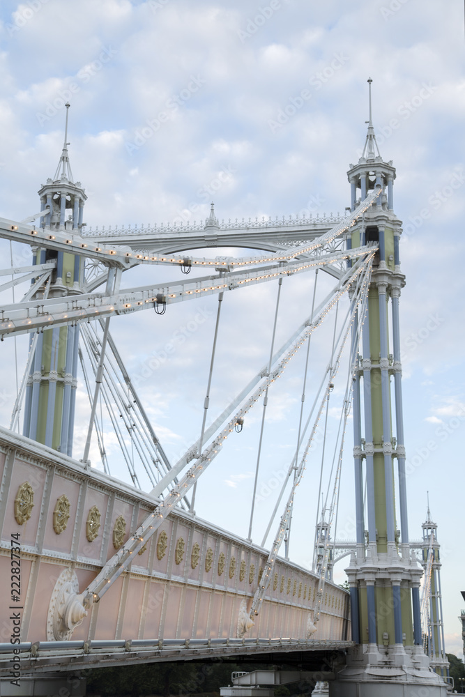 Fototapeta premium Illuminated Albert Bridge; Chelsea