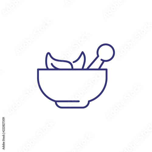 Homeopathy concept line icon. Herbs, alternative therapy, seasoning. Medicine concept. Vector illustration can be used for topics like healthcare, pharmacy, cooking