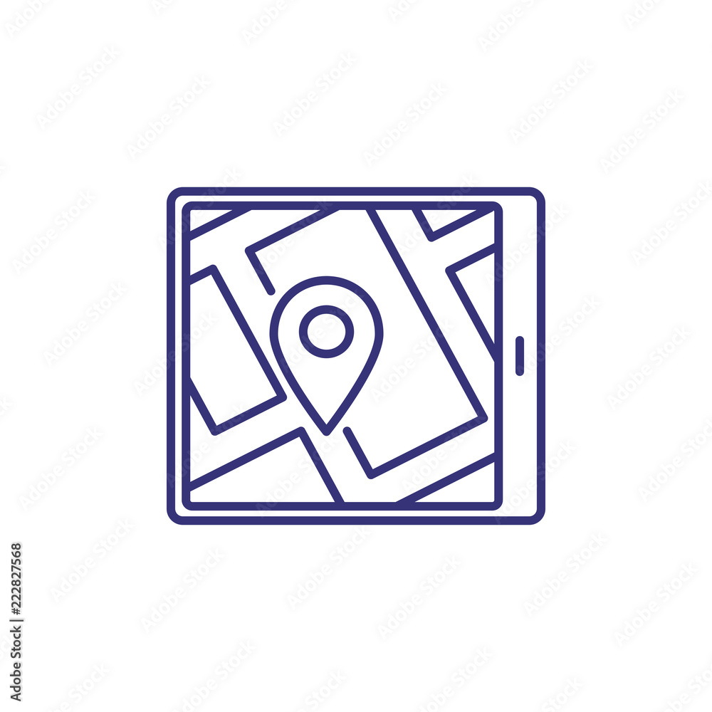 Navigator line icon. Mark pointer on gadget screen. Navigation concept. Can be used for topics like finding way, car driving, app design Navigator line icon. Mark pointer on gadget screen. Navigation concept. Can be used for topics like finding way, car driving, app design