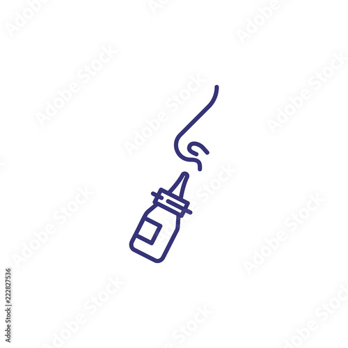 Nasal spray line icon. Cold, running nose, rhinitis. Medicine concept. Vector illustration can be used for topics like healthcare, illness, pharmacy
