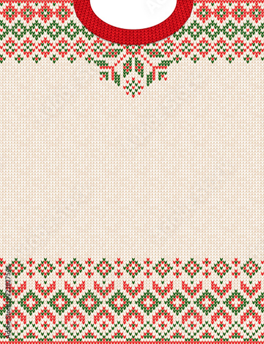 Merry Christmas Happy New Year greeting card frame knitted pattern
