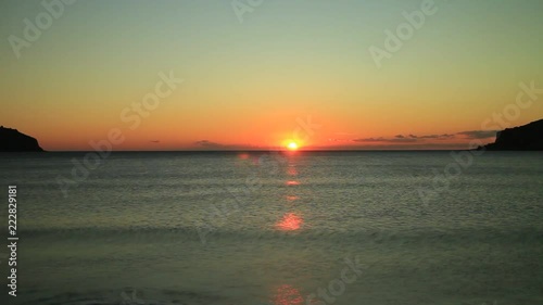 Scenic sunset over sea surface. Greece Peloponnese Lakonias Neo Itylo. Time lapse photo