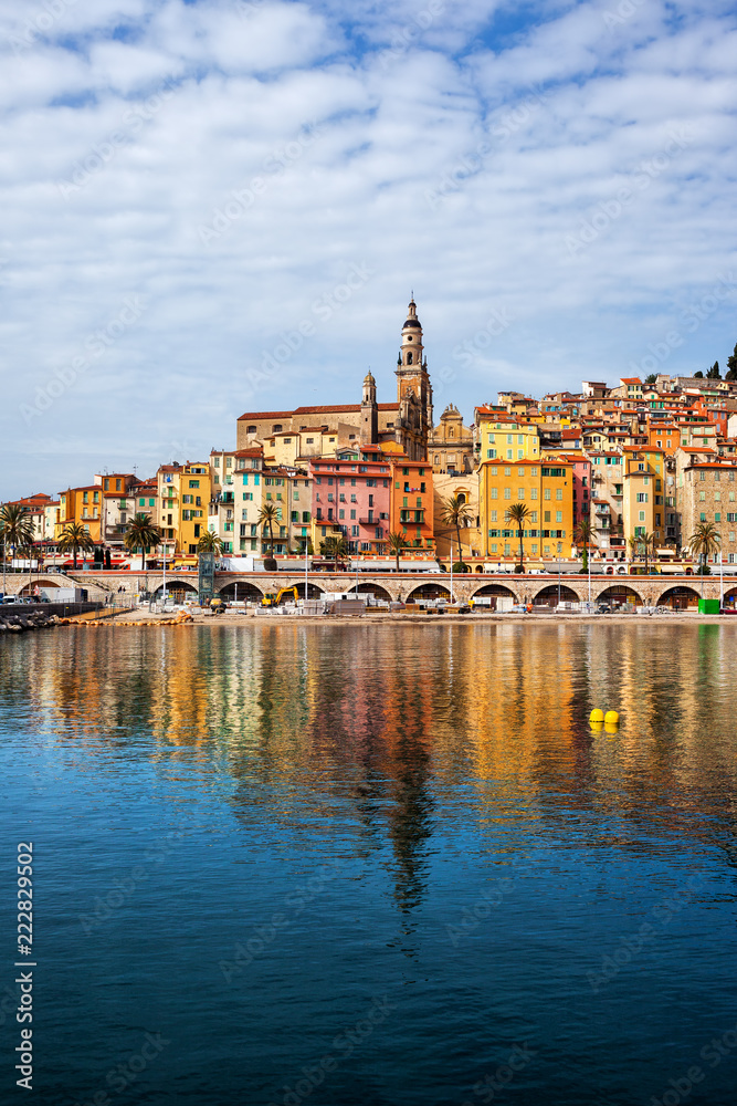 Menton Old Town From The Sea In France