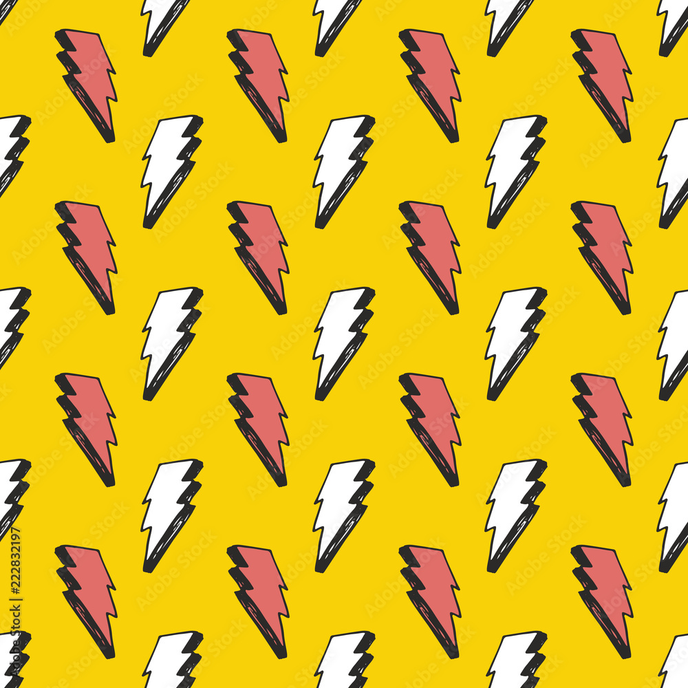 Lightning seamless pattern vector illustration. Hand drawn sketched doodle lightning symbols Lightning seamless pattern vector illustration. Hand drawn sketched doodle lightning symbols